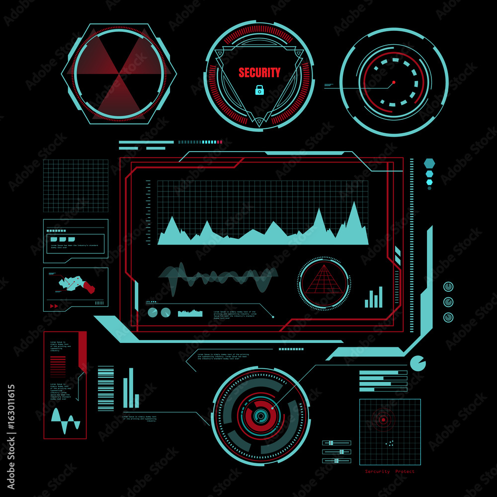 Sci fi display elements interface vector