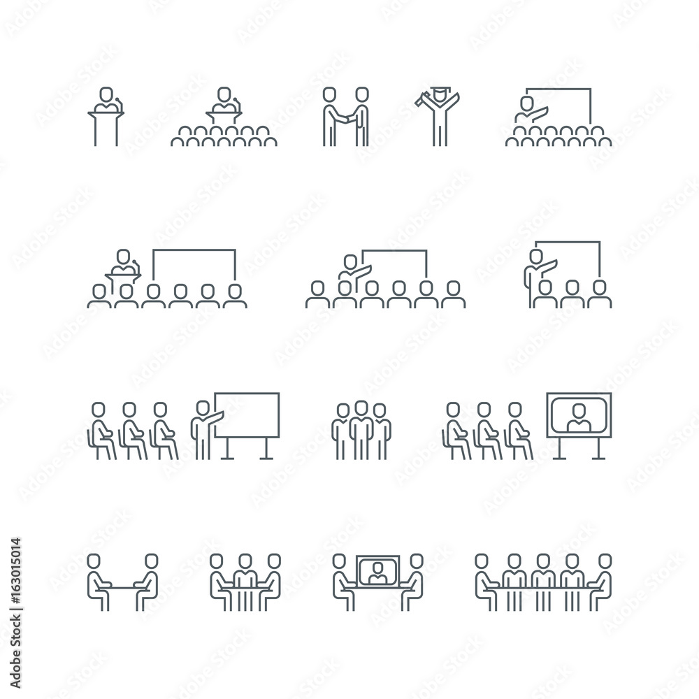 Fototapeta premium Business Line Icon Set