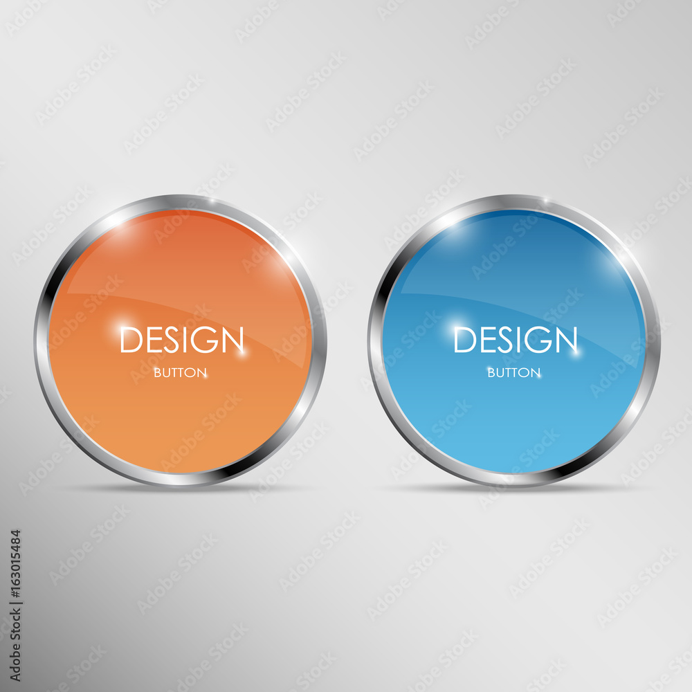Round buttons with metal frame Round buttons with metal frame