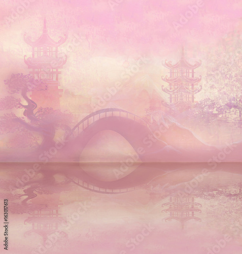 Abstract Asian temple Landscape