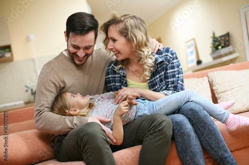 Family with one daughters.