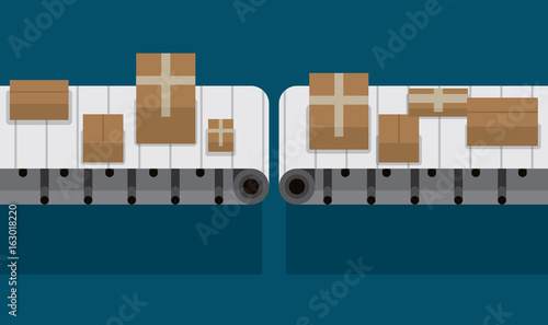 Automated conveyor belt at factory vector illustration