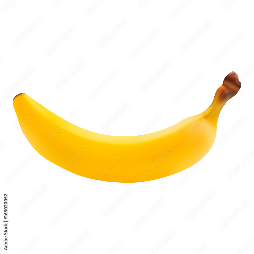 Single Fresh Banana Fruit Isolated On A White Background.