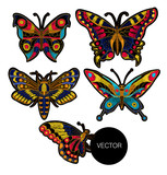 Butterfly vector embroidery for textile design