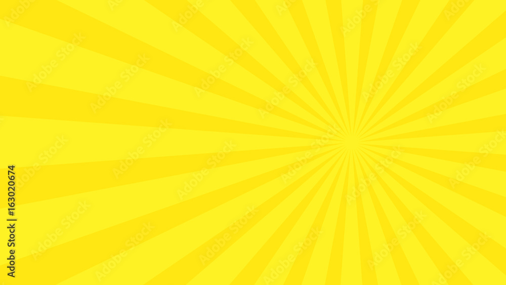 Abstract background with cartoon rays of yellow color. Template for your projects. The cartoon sun. Flat style