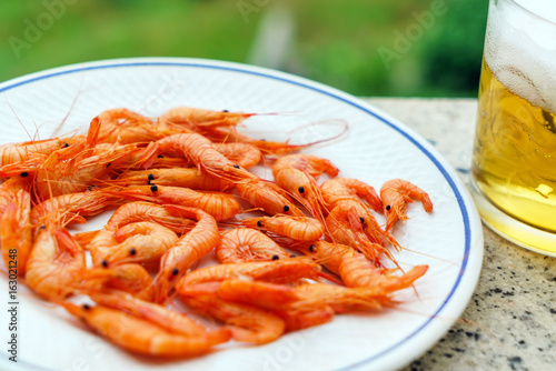 plate with shrimps