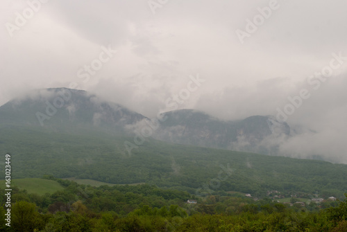 Mountains in the fog