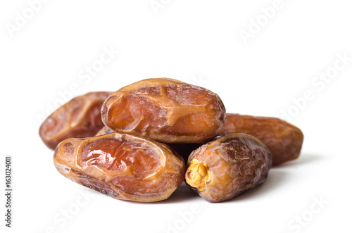 Dried date palm fruit (Deglet Noor) on white background,Ramadan fruit