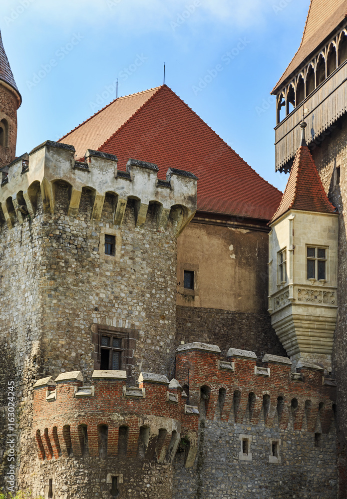 Corvin Castle, Romania, a Gothic-Renaissance castle in Hunedoara, Transylvania.