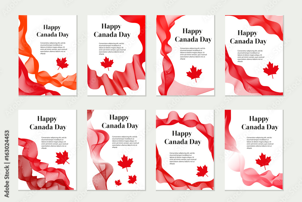 Canada Day set of templates for your design. Brochure, flyer, poster