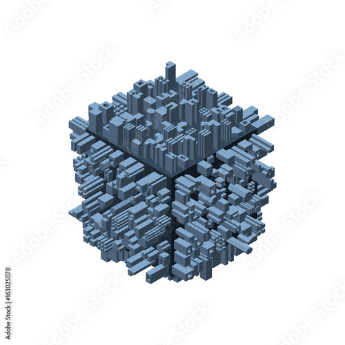 Abstract 3d construction in form of cube. Vector illustration.