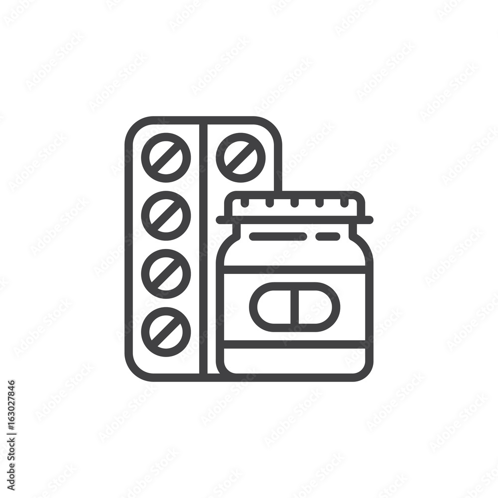 Medicines, pills line icon, outline vector sign, linear style pictogram isolated on white. Symbol, logo illustration. Editable stroke. Pixel perfect graphics Medicines, pills line icon, outline vector sign, linear style pictogram isolated on white. Symbol, logo illustration. Editable stroke. Pixel perfect graphics