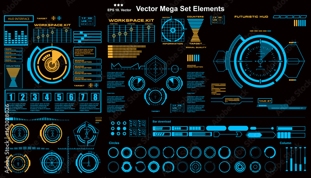 Futuristic virtual graphic touch user interface, HUD Futuristic virtual graphic touch user interface, HUD