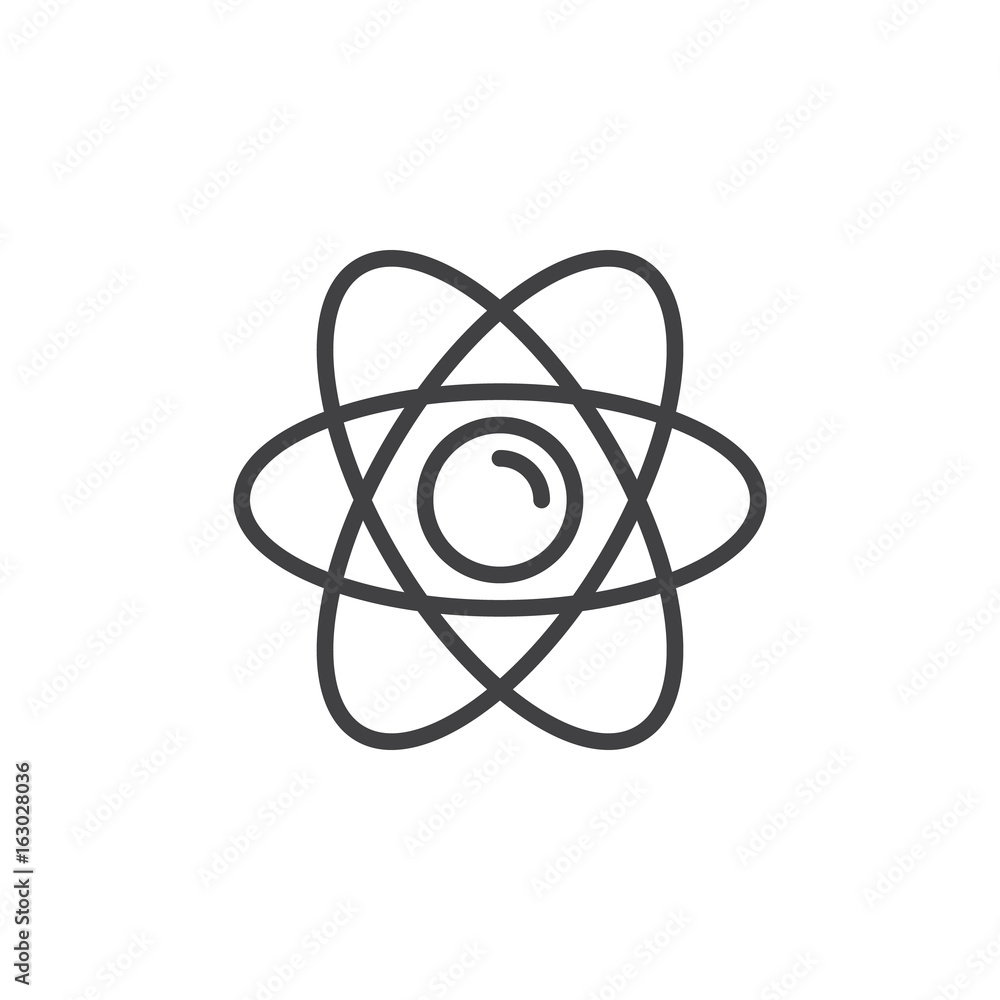 Atom line icon, outline vector sign, linear style pictogram isolated on white. Nuclear symbol, logo illustration. Editable stroke. Pixel perfect graphics Atom line icon, outline vector sign, linear style pictogram isolated on white. Nuclear symbol, logo illustration. Editable stroke. Pixel perfect graphics