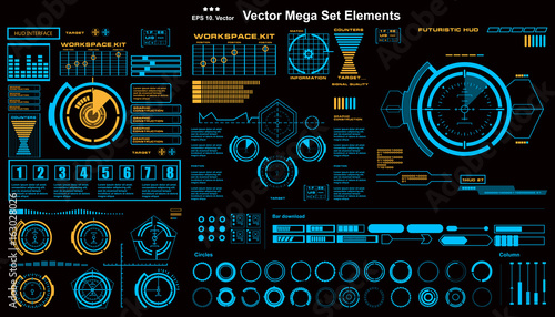 Futuristic virtual graphic touch user interface, HUD