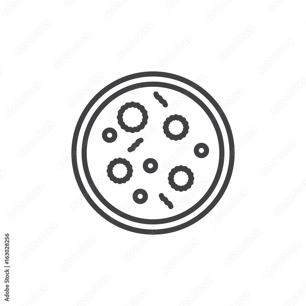 Petri dish line icon, outline vector sign, linear style pictogram isolated on white. Symbol, logo illustration. Editable stroke. Pixel perfect graphics Petri dish line icon, outline vector sign, linear style pictogram isolated on white. Symbol, logo illustration. Editable stroke. Pixel perfect graphics