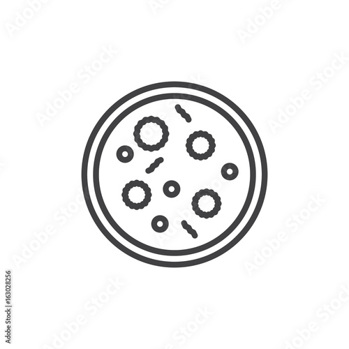 Petri dish line icon, outline vector sign, linear style pictogram isolated on white. Symbol, logo illustration. Editable stroke. Pixel perfect graphics