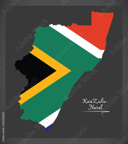 KwaZulu - Natal South Africa map with national flag illustration photo