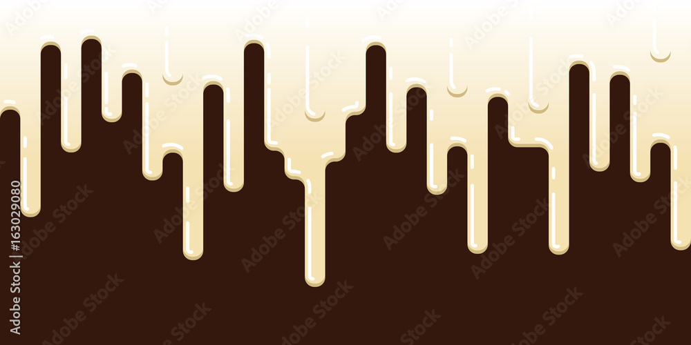 Seamless streak of dripping cream Trickles of glaze flowing down Vector flat linear illustration isolated on white background Seamless streak of dripping cream Trickles of glaze flowing down Vector flat linear illustration isolated on white background