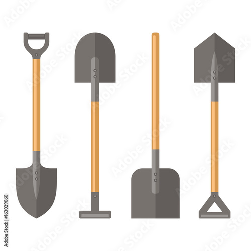 Shovel Set on White Background. Vector