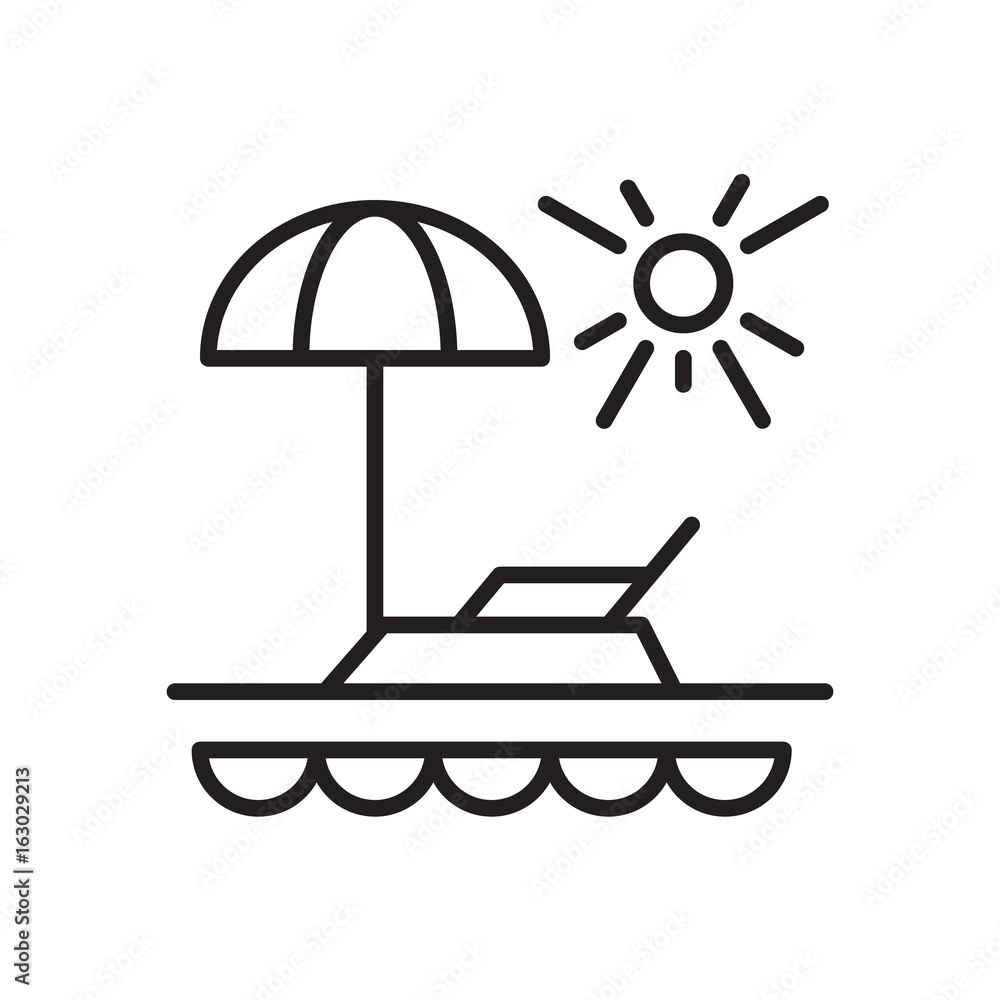 Vacation line icon, outline vector sign, linear style pictogram isolated on white. Beach, paradise symbol, logo illustration. Editable stroke. Pixel perfect graphics Vacation line icon, outline vector sign, linear style pictogram isolated on white. Beach, paradise symbol, logo illustration. Editable stroke. Pixel perfect graphics