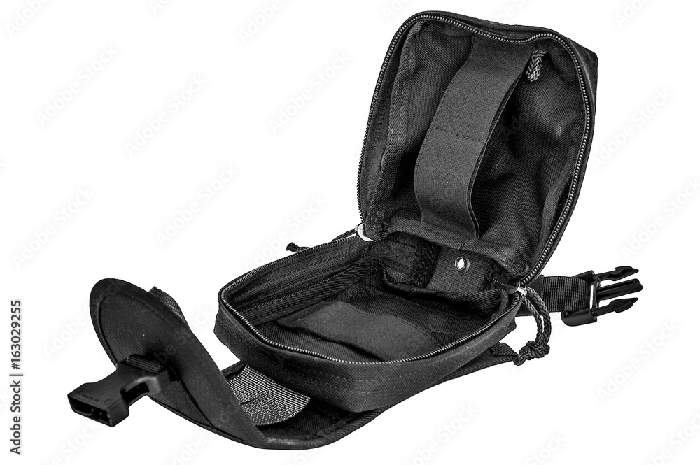 Carrying weapons case: military tactical cartridge pouch made from high-tech fabric with quick connection system, close up, isolated Carrying weapons case: military tactical cartridge pouch made from high-tech fabric with quick connection system, close up, isolated