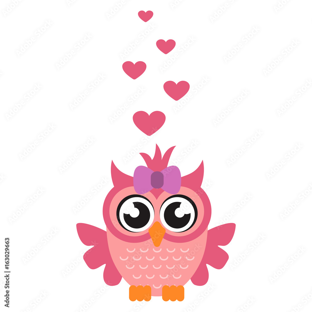 cartoon owl girl with heart