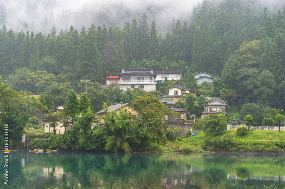 Fototapeta premium Japanese countryside landscape of small town