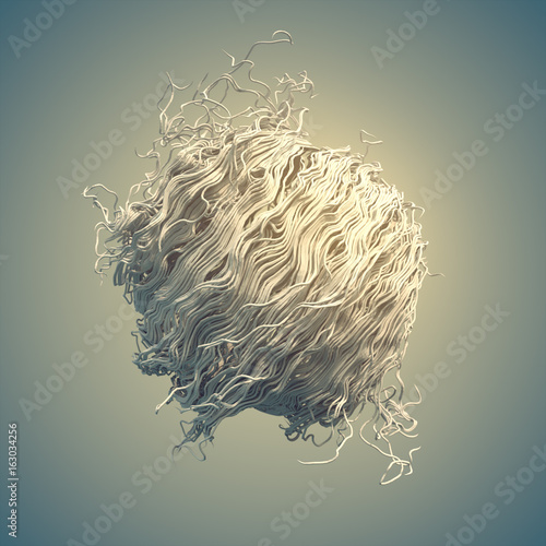 Curl noise flow white abstract lines 3d rendering