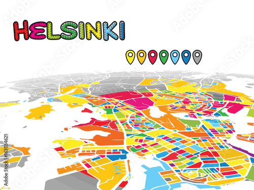 Helsinki, Finland, Downtown 3D Vector Map