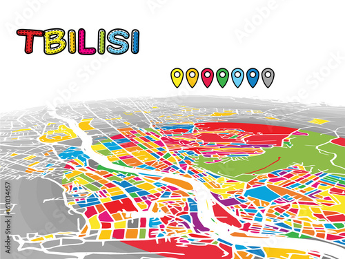 Tbilisi, Georgia, Downtown 3D Vector Map