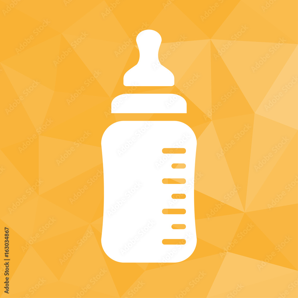 Babyflasche - Icon mit geometrischem Hintergrund gelb