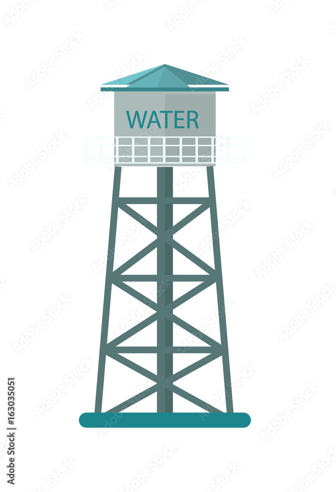 Agriculture water tower icon. Rural industrial farm equipment isolated vector illustration in flat design.