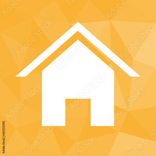Haus - Icon mit geometrischem Hintergrund gelb