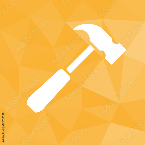 Hammer - Icon mit geometrischem Hintergrund gelb