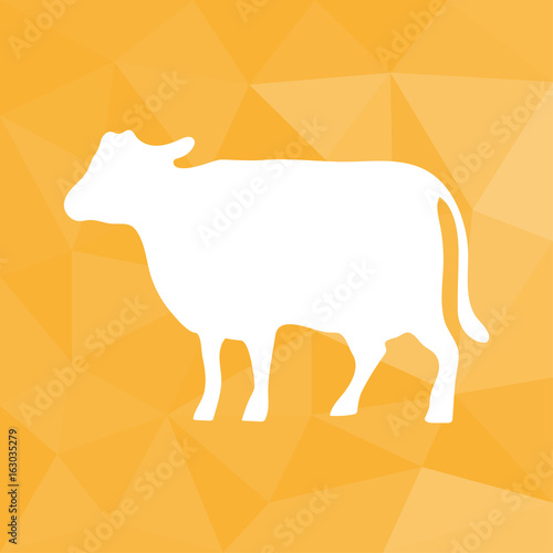 Kuh - Icon mit geometrischem Hintergrund gelb