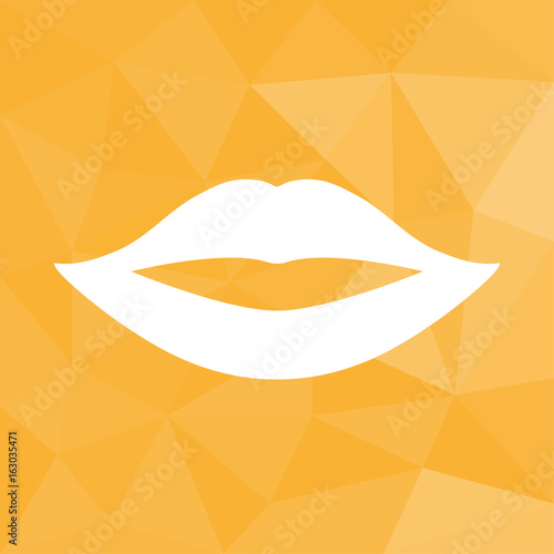 Lippen - Icon mit geometrischem Hintergrund gelb