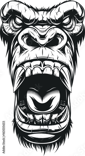 Ferocious gorilla head