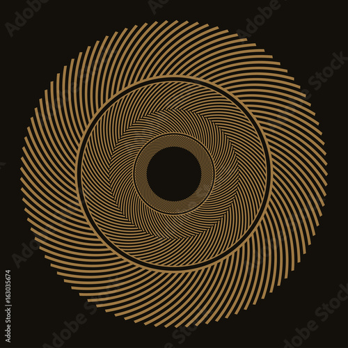 graphic ethnic style target in gold on black background