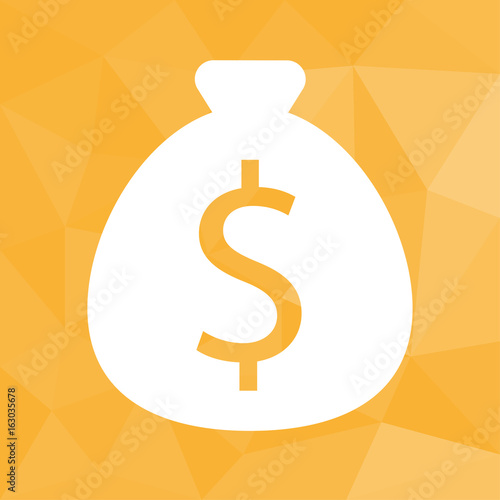 Geldsack Dollar - Icon mit geometrischem Hintergrund gelb