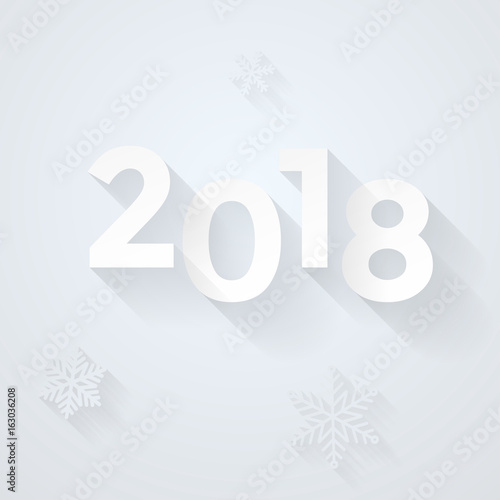 2018 Happy New Year vector background with silver snowflakes pattern