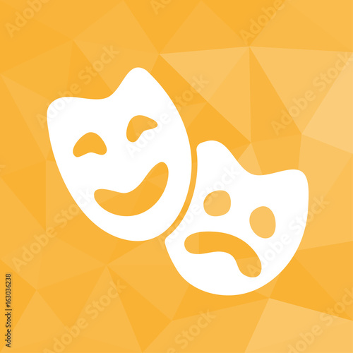 Theater - Icon mit geometrischem Hintergrund gelb