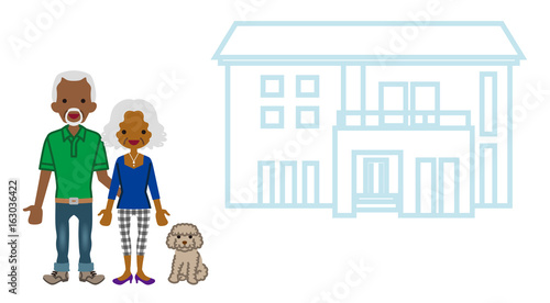 African senior couple with the residence