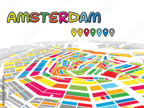 Amsterdam, Netherlands, Downtown 3D Vector Map