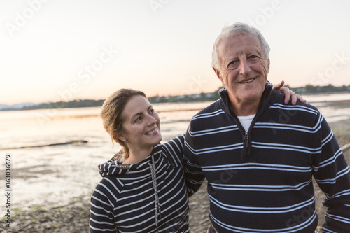 Senior father With Adult Daughter At Sea photo