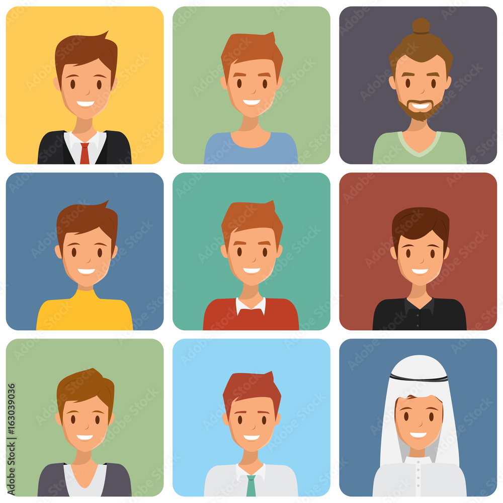 Cute illustrations of man with various hair style and different clothes. Illustration vector of avatar man. Cute illustrations of man with various hair style and different clothes. Illustration vector of avatar man.
