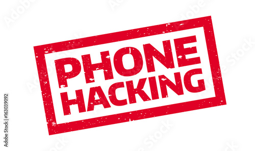 Phone Hacking rubber stamp. Grunge design with dust scratches. Effects can be easily removed for a clean, crisp look. Color is easily changed.