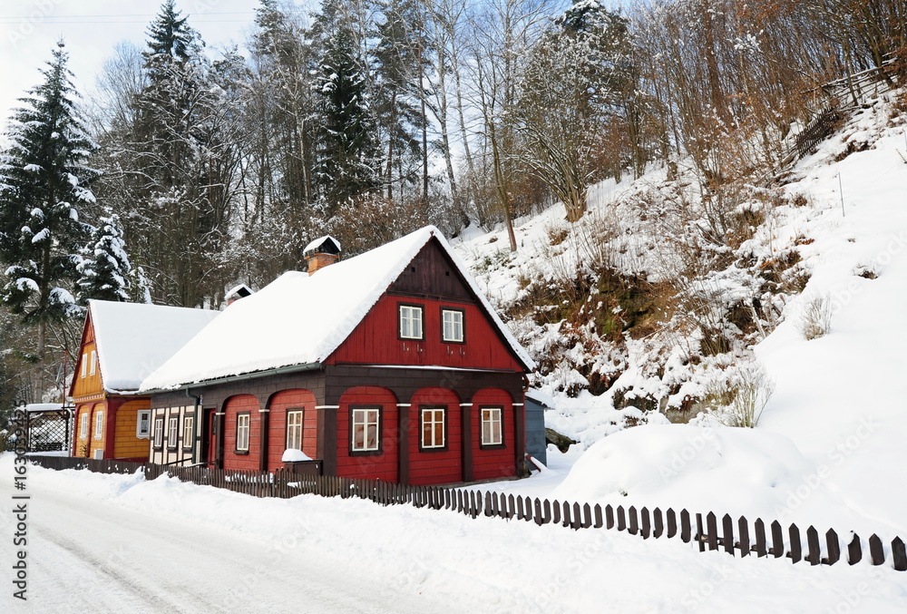 Winter hamlet of Bohemian Switzerland Winter hamlet of Bohemian Switzerland