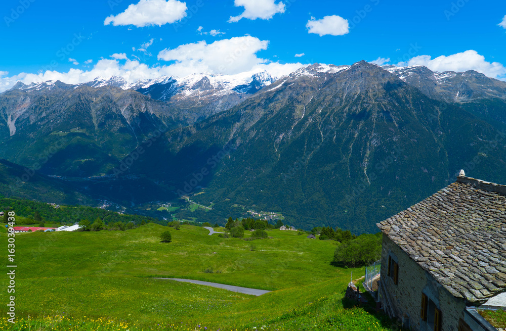 Countryside in the Swiss mountains.
