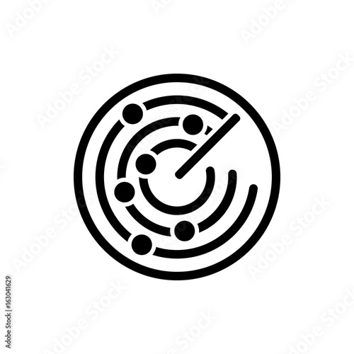 The radar icon. Scanner and sonar, gps, navigation symbol. Flat Vector illustration
